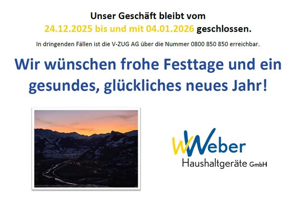 Weihnachtsferien Weber Haushaltgeräte